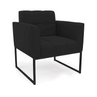 Poltrona Sala E Puff Decorativo Industrial Elisa Veludo D03 - D'rossi Preto - 6