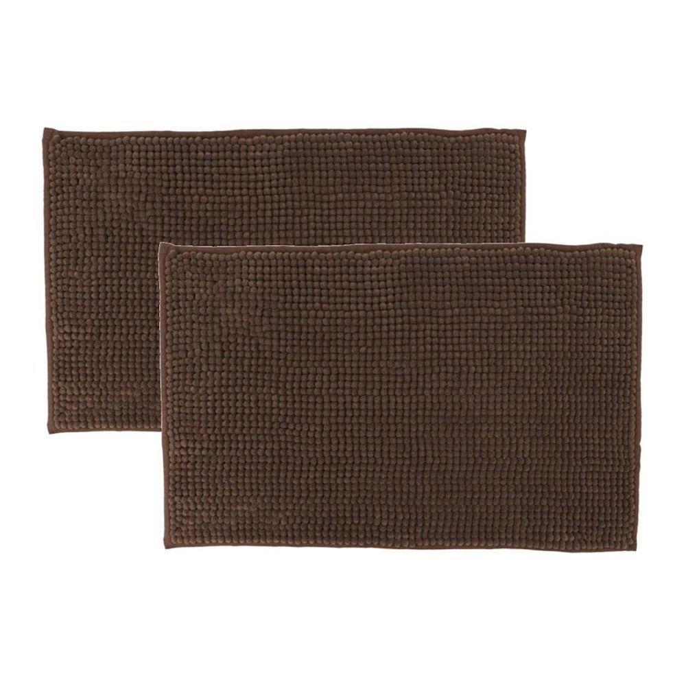 Kit 2 Tapetes Banheiro Bolinha Antiderrapante Marrom 58x38cm - 1