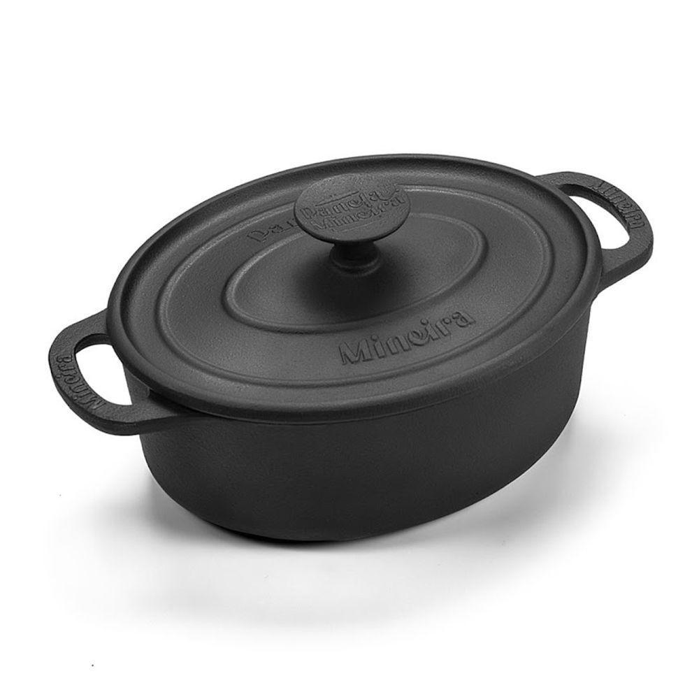 Caçarola Oval Estilo Preta Ferro Panela Mineira 21x17cm 2l - 1