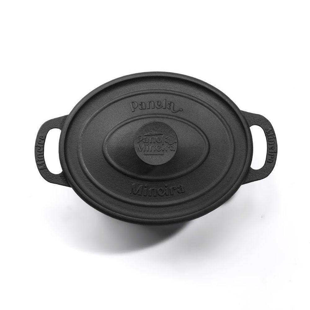 Caçarola Oval Estilo Preta Ferro Panela Mineira 21x17cm 2l - 2