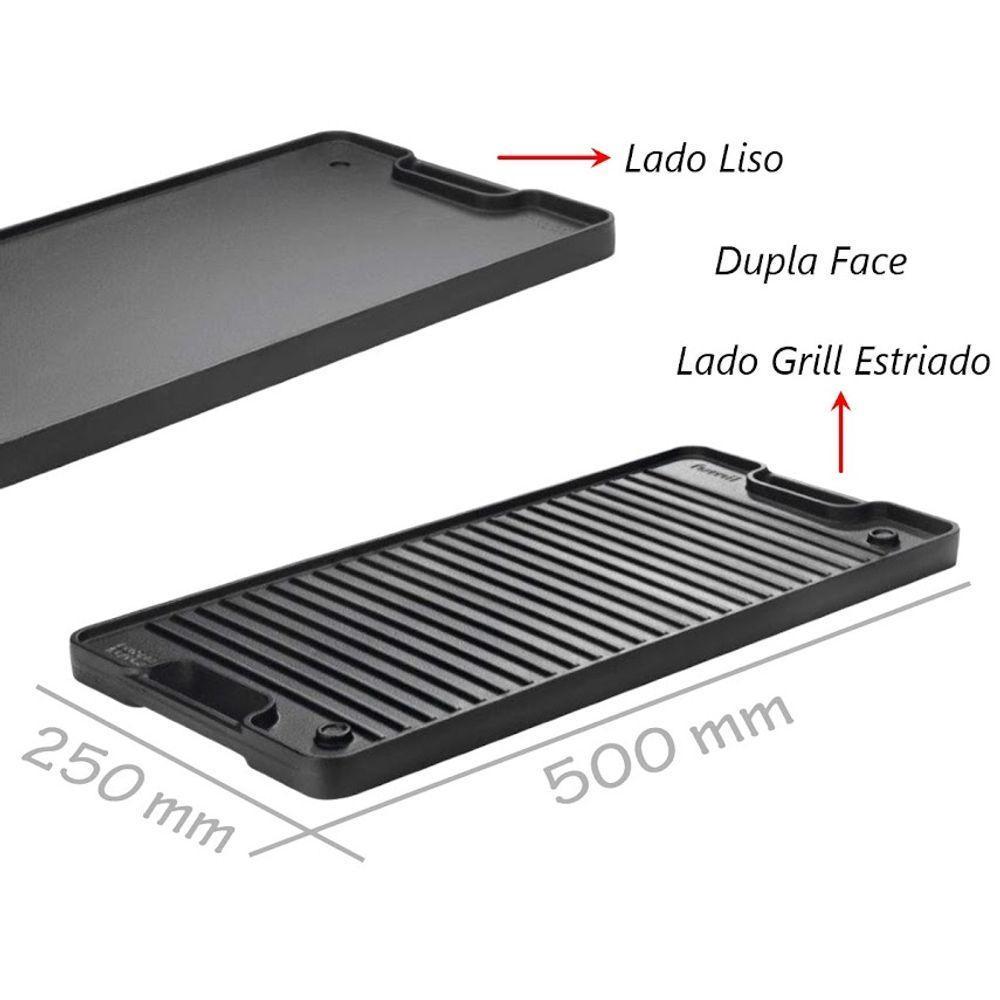 Chapa Dupla Face Retangular De Ferro Panela Mineira 50x25cm - 2