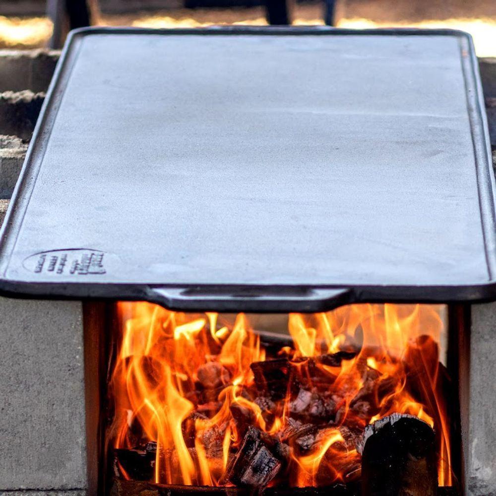 Chapa Lisa Retangular Alça De Ferro Panela Mineira 70x30cm - 4