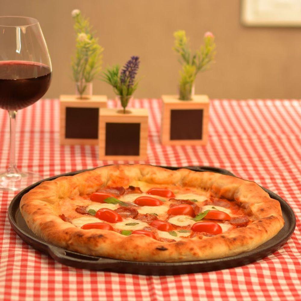 Forma Para Assar Pizza Alça De Ferro Panela Mineira 35x1,5cm - 3