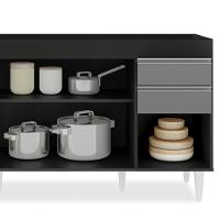 Balcão Gabinete Para Pia Sem Tampo 150cm Marrocos Preto/cinza - Lumil - 2