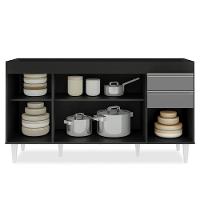 Balcão Gabinete Para Pia Sem Tampo 150cm Marrocos Preto/cinza - Lumil