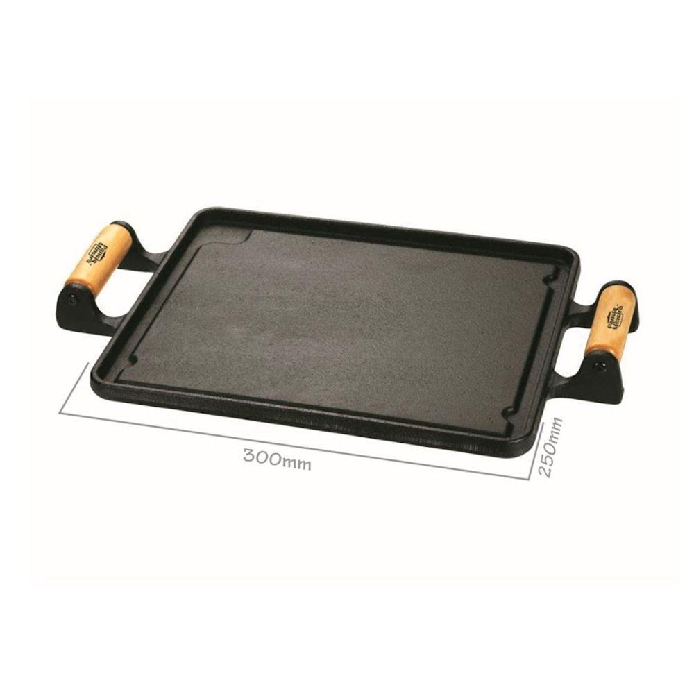 Chapa Lisa Retangular Ferro Alça Madeira Panelamineira 30x25 - 4