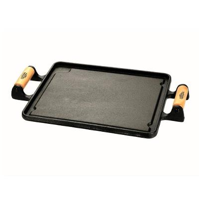 Chapa Lisa Quadrada Ferro Alça Madeira Panelamineira 30x30cm