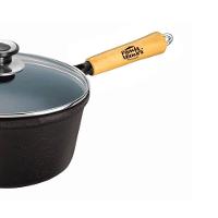 Caçarola Emily Cabo Madeira Panela Mineira Tampa Vidro 24cm - 2