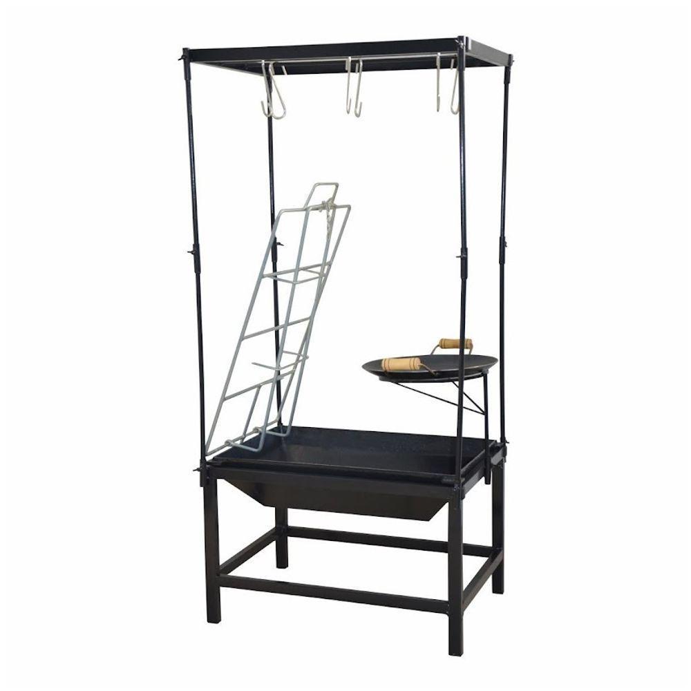 Estação Churrasco Fogo Chão Lareira Picanheira Aço E Varal - 2