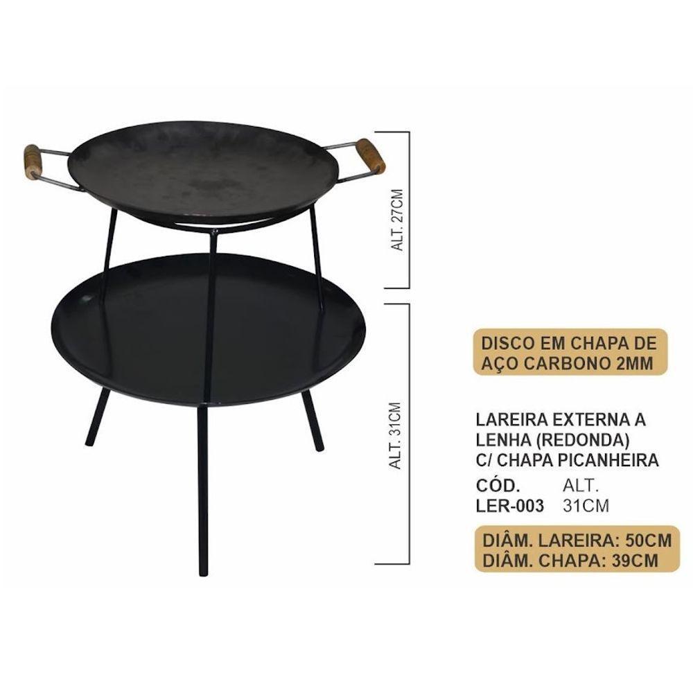 Lareira Churrasqueira Redonda Portatil Chapa Picanheira 50cm - 3