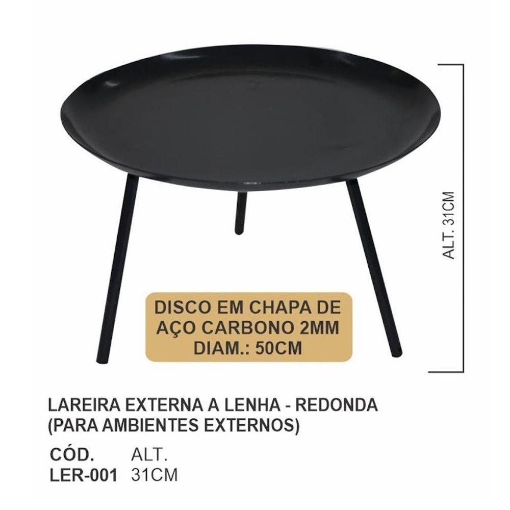 Lareira Externa A Lenha Redonda Chapa Aço Carbono 50x31cm - 3