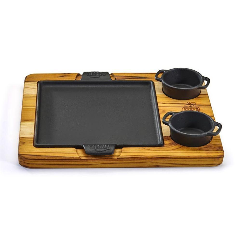 Chapa Petisco Quadrada 02 Molheiras Panela Mineira 22x22cm - 1