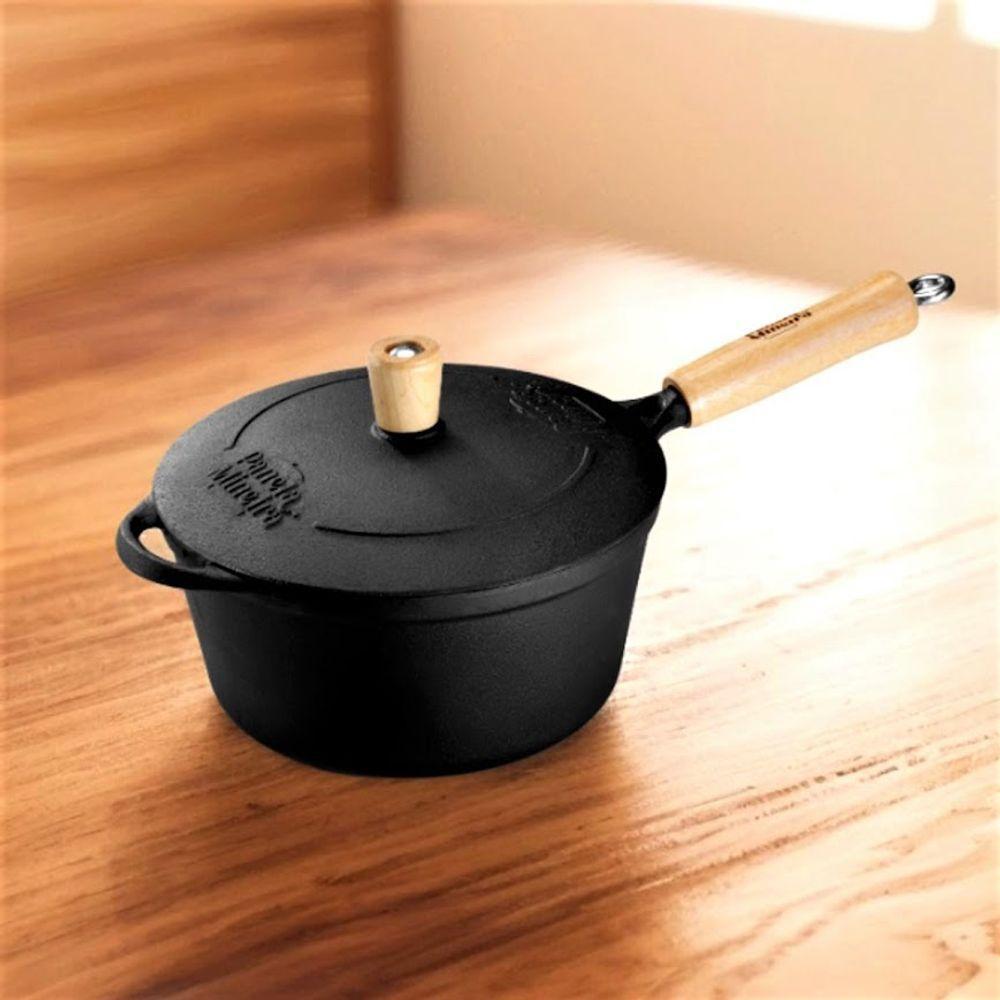 Caçarola Emily Cabo Madeira Panela Mineira Tampa Ferro 18cm - 3
