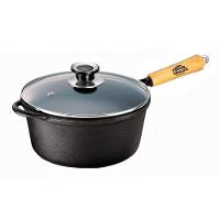 Caçarola Emily Cabo Madeira Panela Mineira Tampa Vidro 20cm - 1