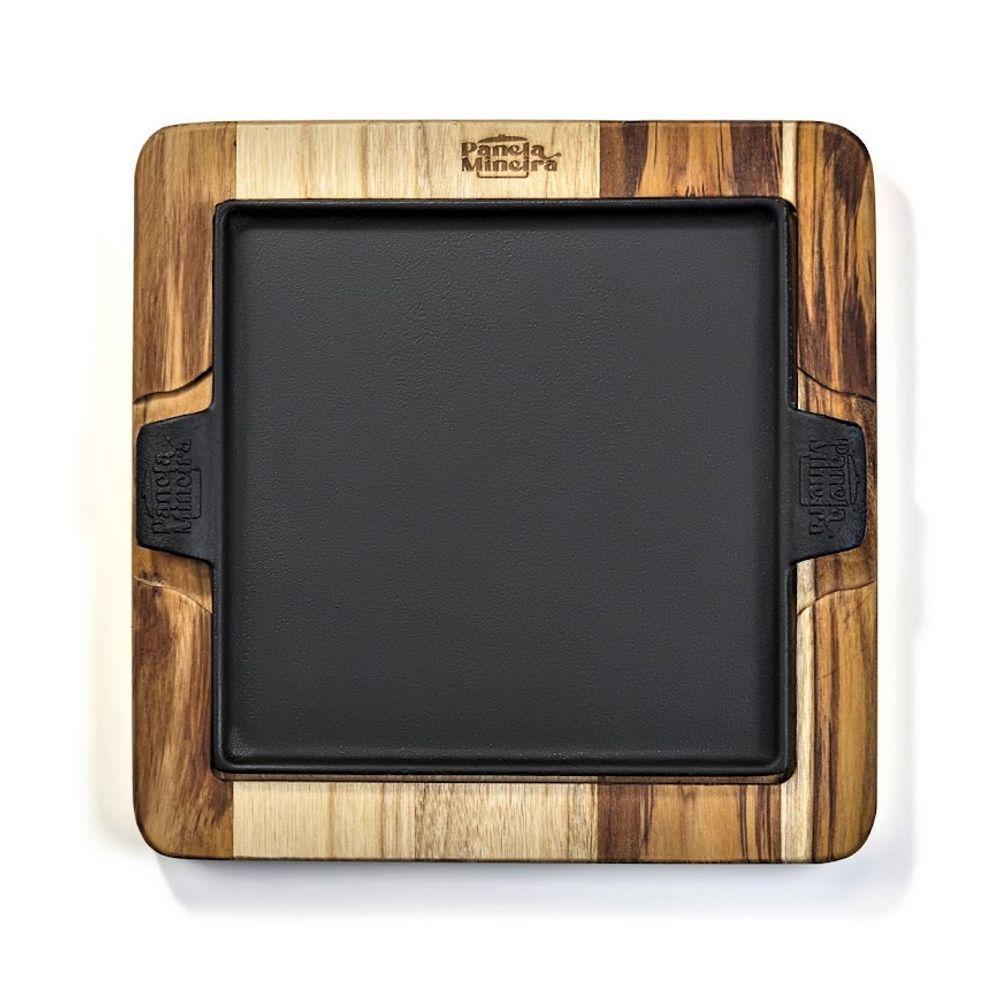 Chapa Petisco Quadrada Ferro Suporte Panela Mineira 22x22cm - 2