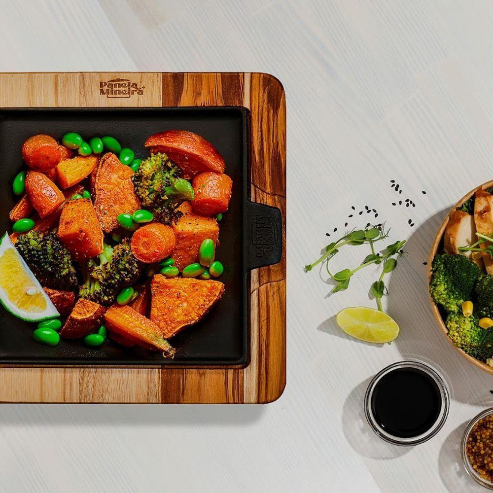 Chapa Petisco Quadrada Ferro Suporte Panela Mineira 22x22cm - 3