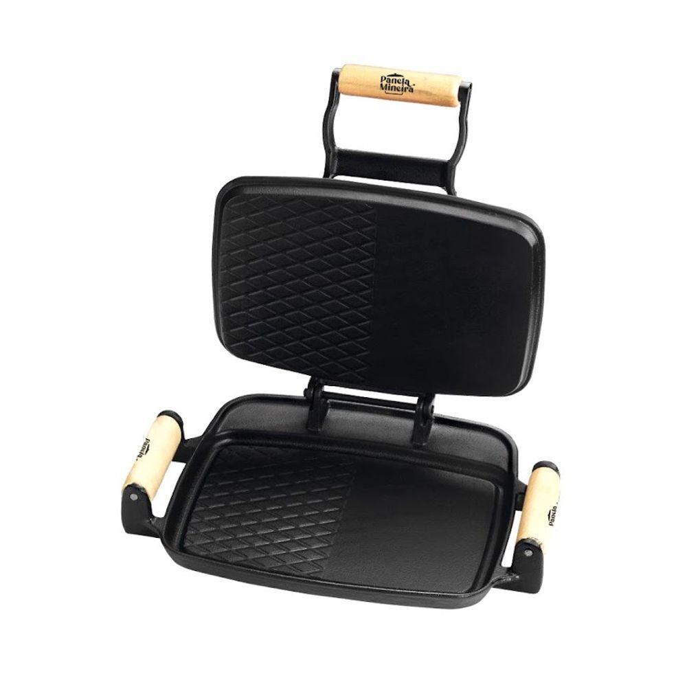 Sanduicheira Grill Real Alça Madeira Panelamineira 24x20,5cm - 2
