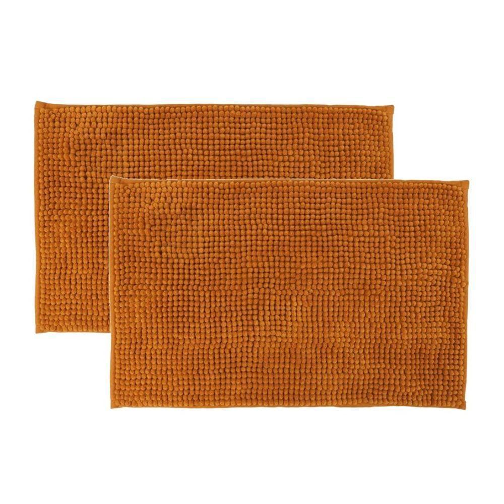 Kit 2 Tapete Banheiro Bolinha Antiderrapante Laranja 58x38cm - 1