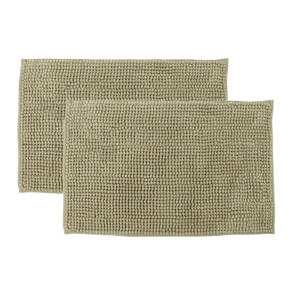 Kit 2 Tapetes Banheiro Bolinha Antiderrapante Bege 58x38cm - 1