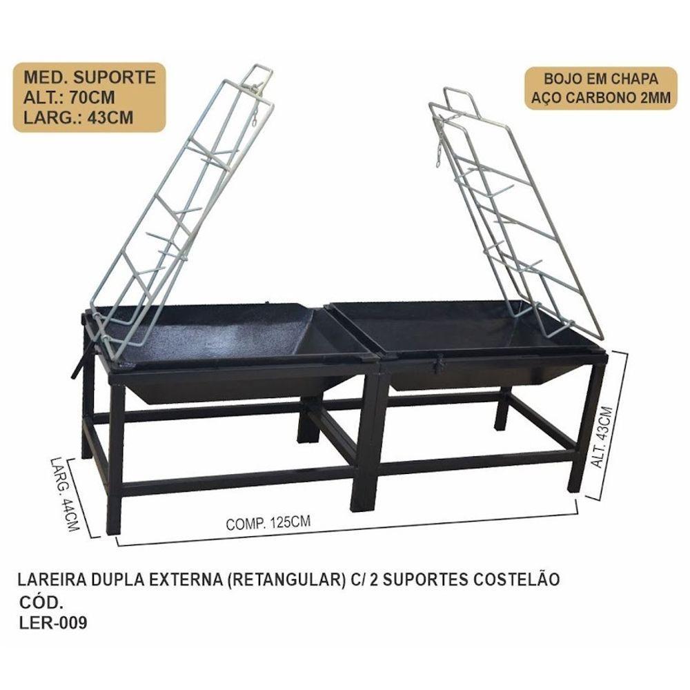 Churrasqueira Lareira Dupla Fogo De Chão De Aço 125x44x43cm - 3