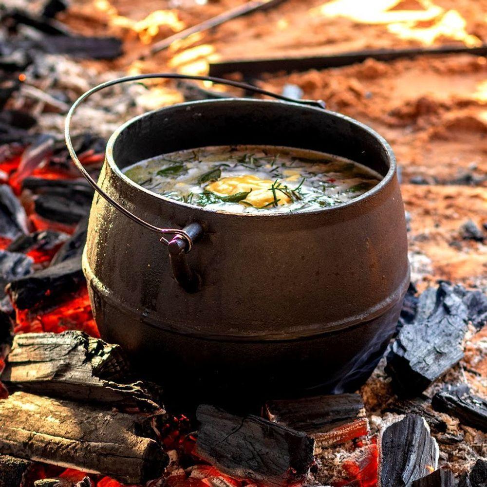Caldeirão Bojudo Tampa E Alça Ferro Panela Mineira 14cm 2l - 4