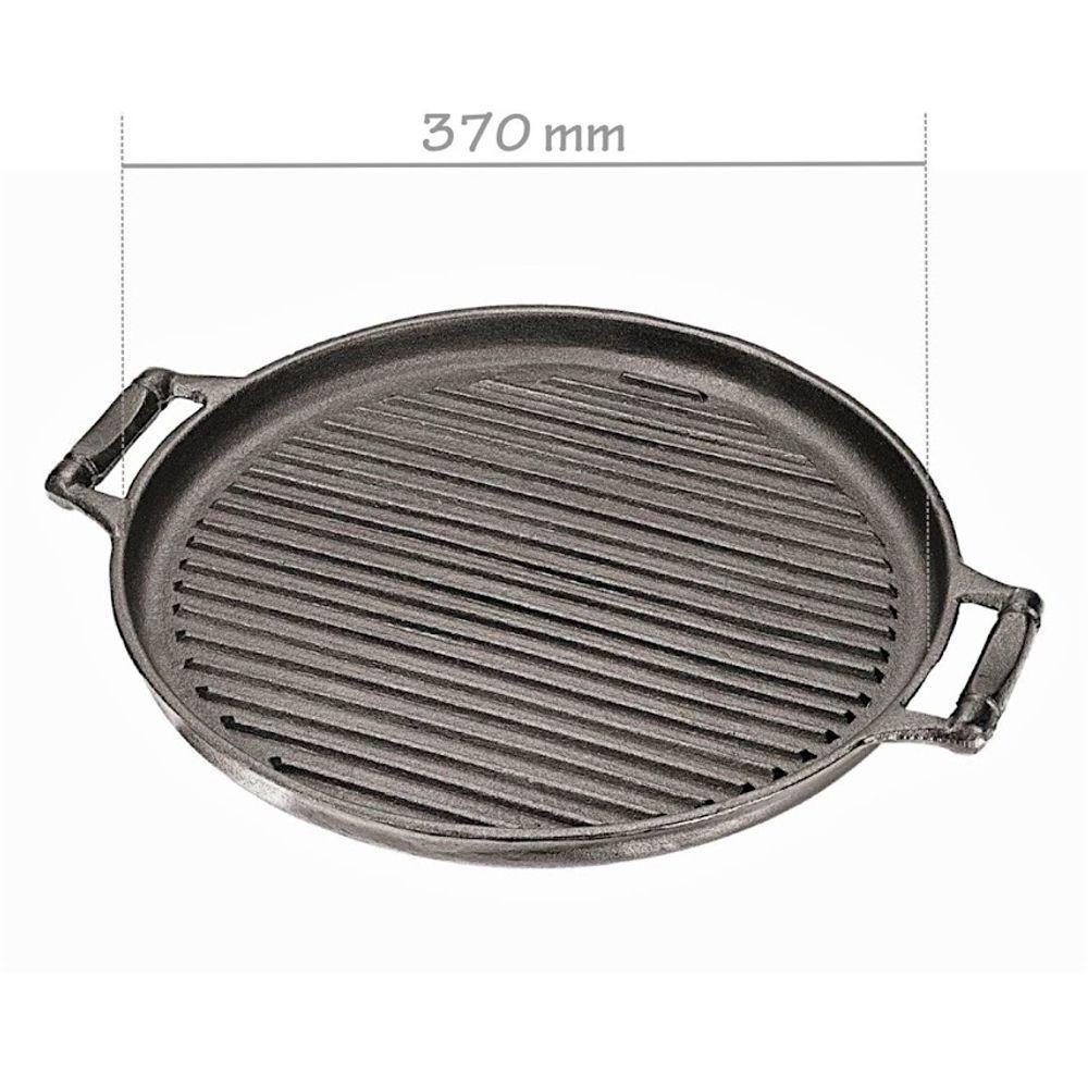 Chapa Estriada Grill Redonda Alça Ferro Panela Mineira 37cm - 2