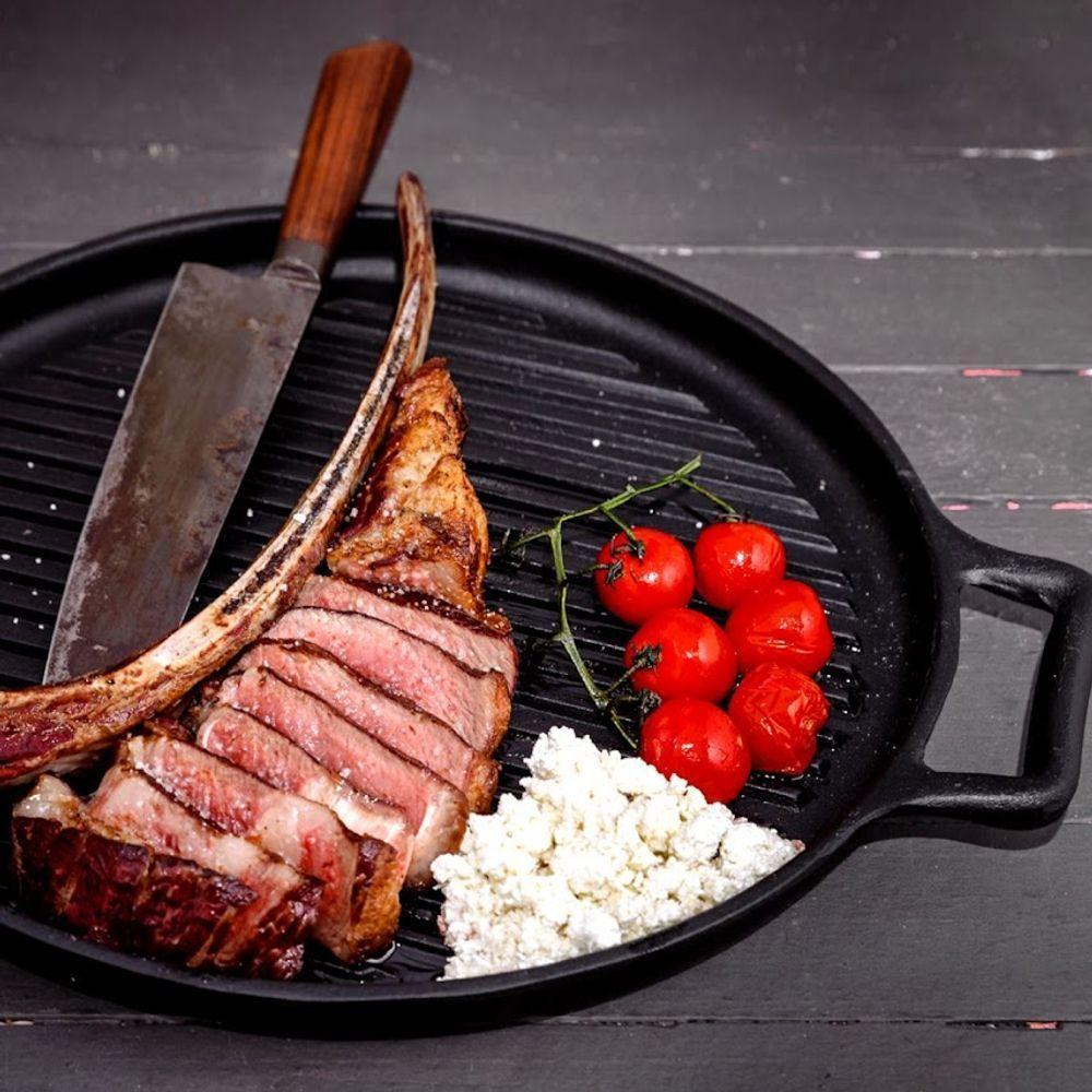 Chapa Estriada Grill Redonda Alça Ferro Panela Mineira 37cm - 3