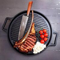 Chapa Estriada Grill Redonda Alça Ferro Panela Mineira 37cm