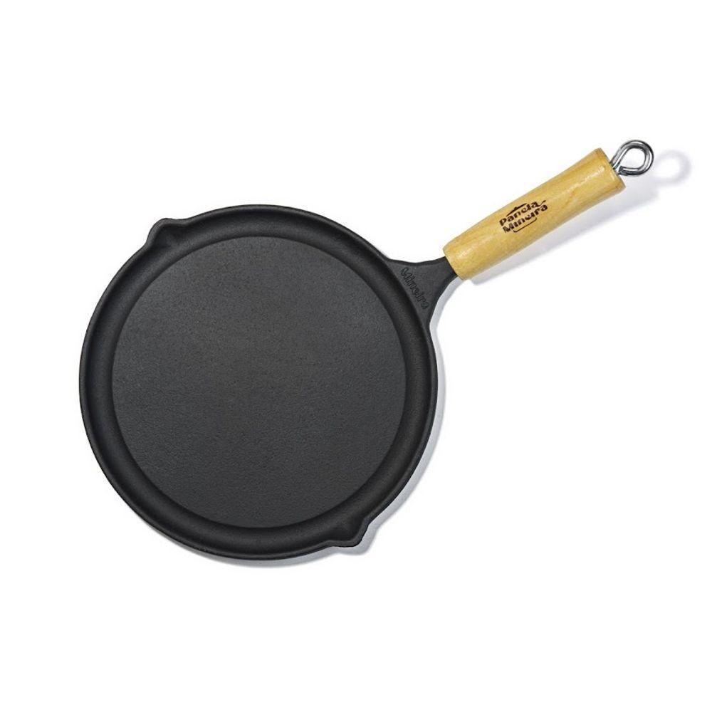 Bifeteira Lisa Redonda Ferro Cabo Madeira Panelamineira 24cm - 2