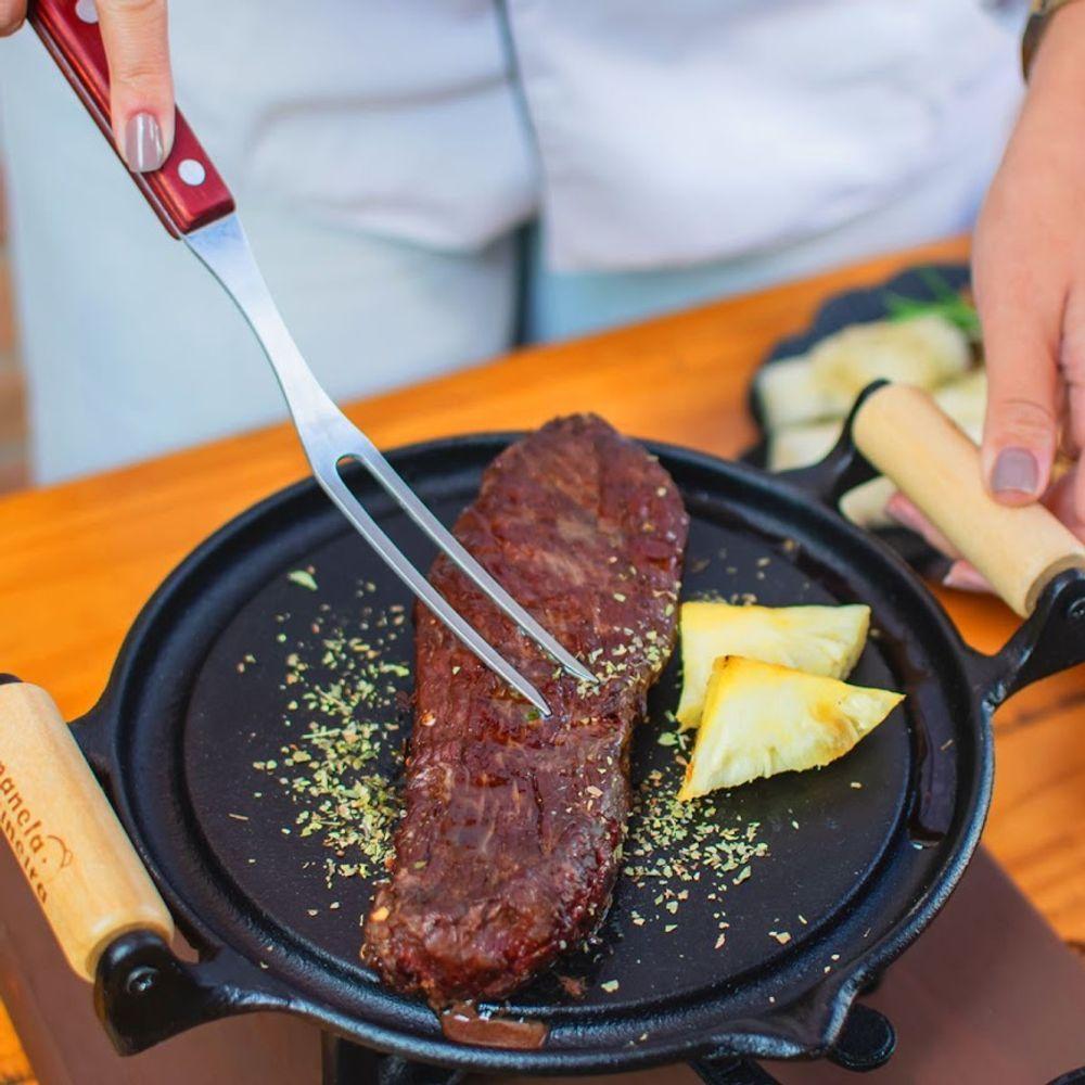 Bifeteira Ferro Fogo Forte Alça Madeira Panela Mineira 22cm - 3