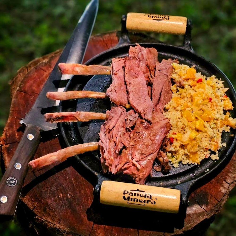 Bifeteira Ferro Fogo Forte Alça Madeira Panela Mineira 22cm - 4