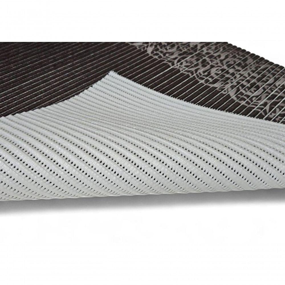 Tapete Passadeira Emborrachada Pvc Antiderrapante 0,65x5,00m Barrado Marrom Branco - 7