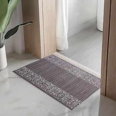 Tapete Passadeira Capacho Emborrachada Antiderrap. 0,65x1,00 Barrado Marrom Branco