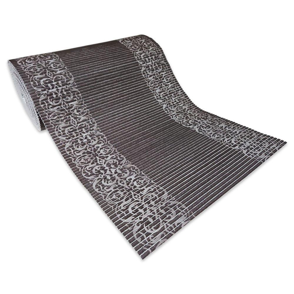 Tapete Passadeira Emborrachada Pvc Antiderrapante 0,65x4,00m Barrado Marrom Branco - 2
