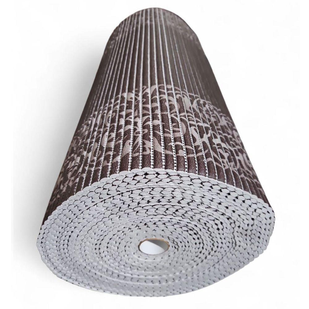 Tapete Passadeira Emborrachada Pvc Antiderrapante 0,65x4,00m Barrado Marrom Branco - 6