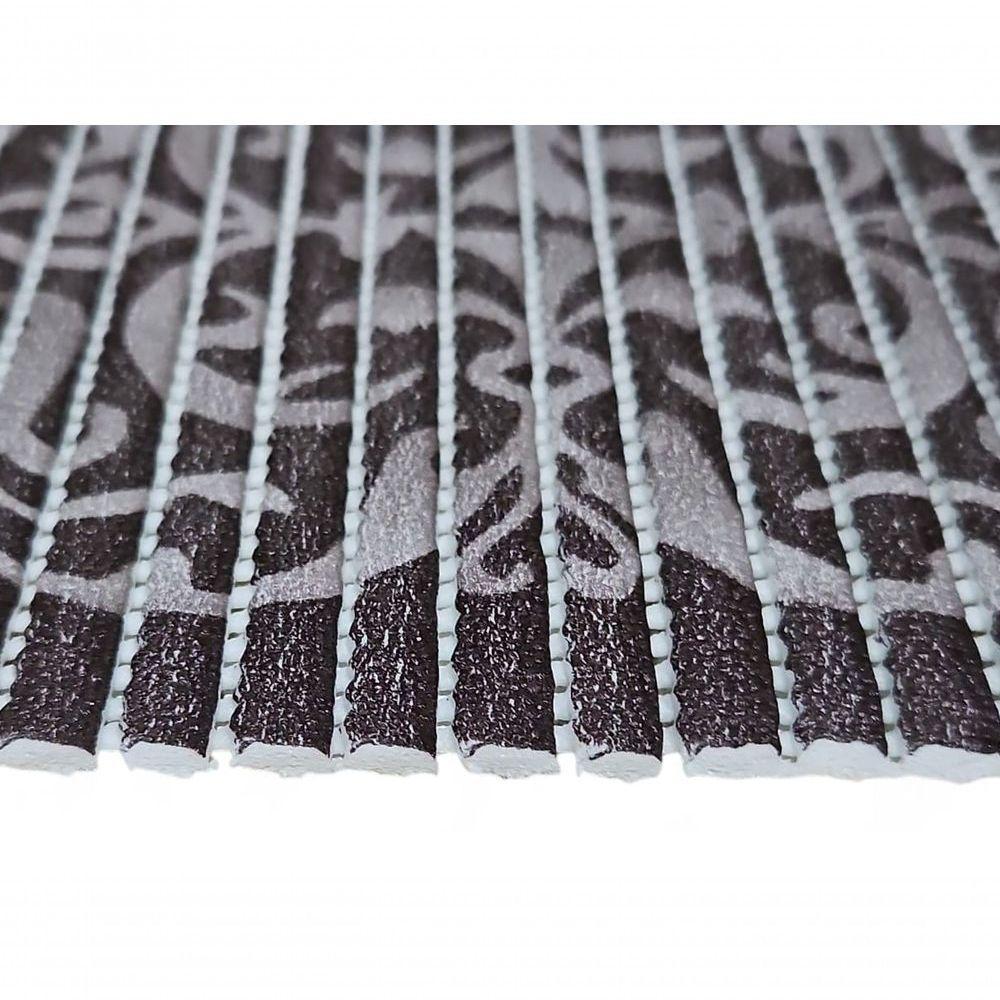 Tapete Passadeira Emborrachada Pvc Antiderrapante 0,65x4,00m Barrado Marrom Branco - 8