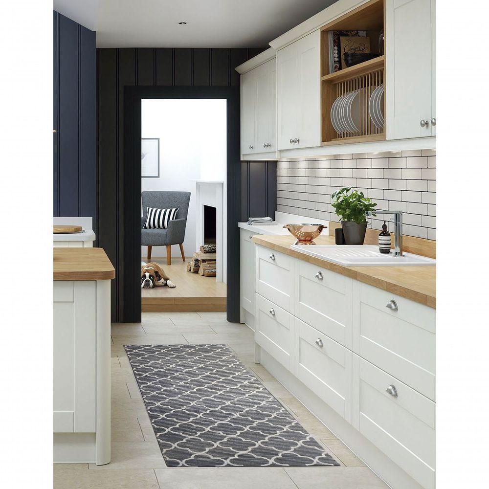 Tapete Passadeira Emborrachada Pvc Antiderrapante 0,65x3,00m Barrado Marrom Branco - 6