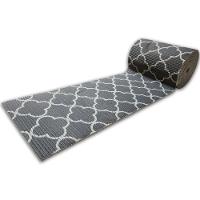 Tapete Passadeira Emborrachada Pvc Antiderrapante 0,65x3,00m Barrado Marrom Branco - 7