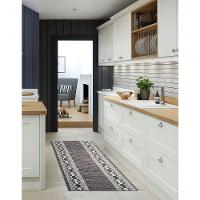 Tapete Passadeira Emborrachada Pvc Antiderrapante 0,65x3,00m Barrado Marrom Branco - 8