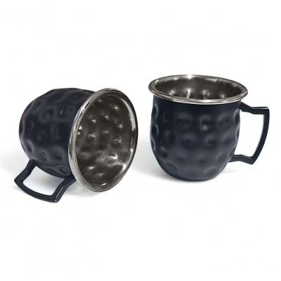 Kit 2 Mini Canecas Moscow Mule Martelada Shot Premium 60ml Preta