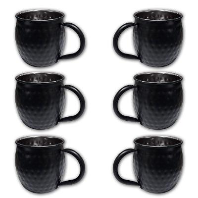 Kit 6 Canecas Moscow Mule Martelada Drink Premium 580ml Preto