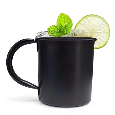 Caneca Moscow Mule Lisa Drink Top Aço Inox Premium 420ml Preto