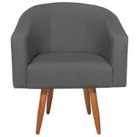 Poltrona Luiza Pés Palito Mel Linho Chumbo - Amarena Móveis Chumbo Desenho Do Tecido Linho