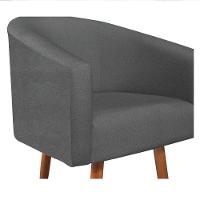 Poltrona Luiza Pés Palito Mel Linho Chumbo - Amarena Móveis Chumbo Desenho Do Tecido Linho - 5