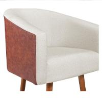 Poltrona Luiza Corano Nozes E Linho Bege - Amarena Móveis Nozes Chumbo Desenho Do Tecido Couro - 5