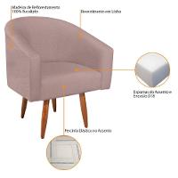 Poltrona Luiza Pés Palito Mel Linho Rosê - Amarena Móveis Rosa Desenho Do Tecido Linho - 6