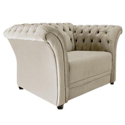 Poltrona Decorativa Chesterfield Sofia Corano Bege- Amarena Móveis Branco Desenho Do Tecido Corano