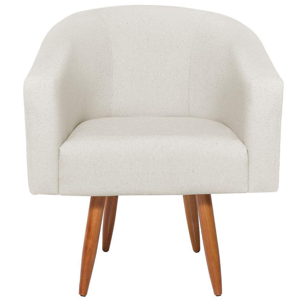 Poltrona Luiza Corano Nozes E Linho Bege - Amarena Móveis Bege Desenho Do Tecido Couro - 4