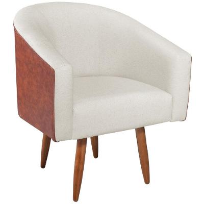 Poltrona Luiza Corano Nozes E Linho Bege - Amarena Móveis Rose Desenho Do Tecido Couro