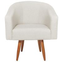 Poltrona Luiza Corano Nozes E Linho Bege - Amarena Móveis Rose Desenho Do Tecido Couro